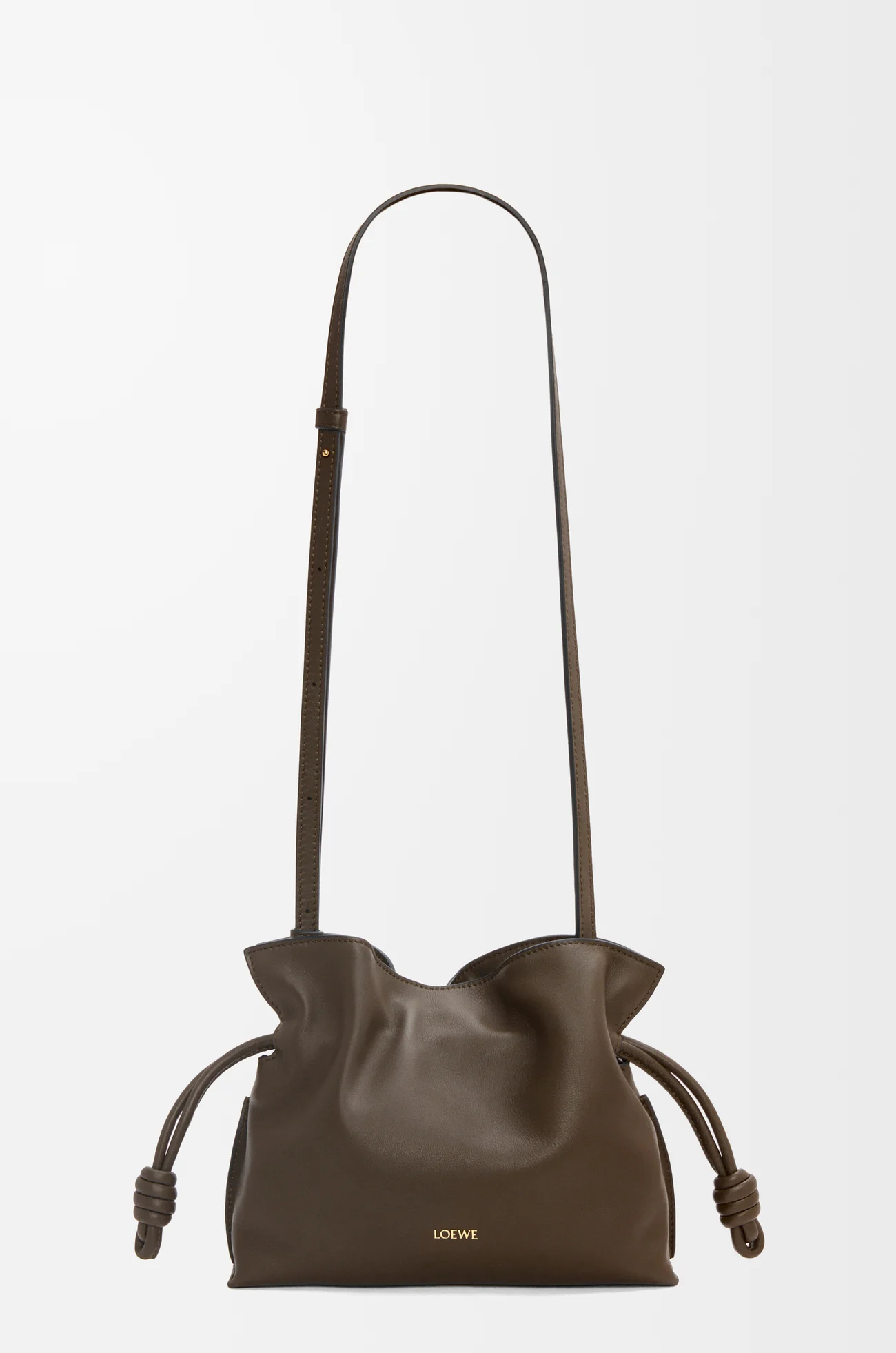 LOEWE 迷你納帕小牛皮 Flamenco 手拿包 巧克力色