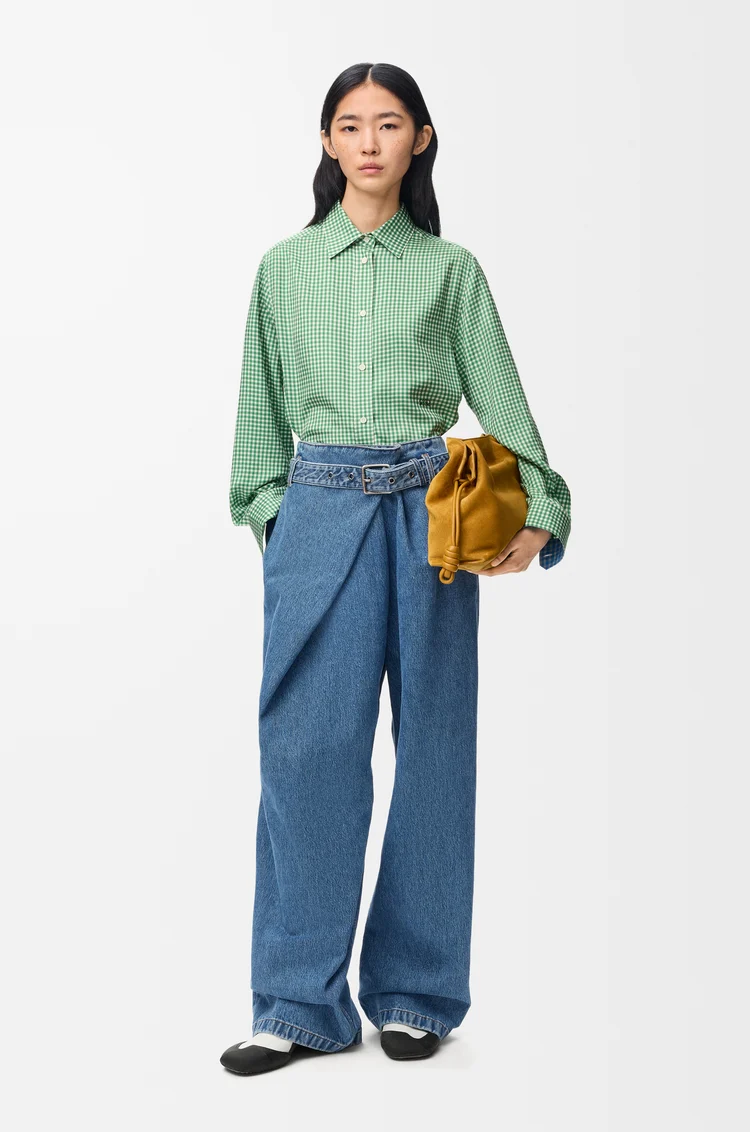 LOEWE Pantalón vaquero drapeado en denim Azul