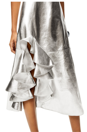 LOEWE Ruffle dress in nappa Silver plp_rd