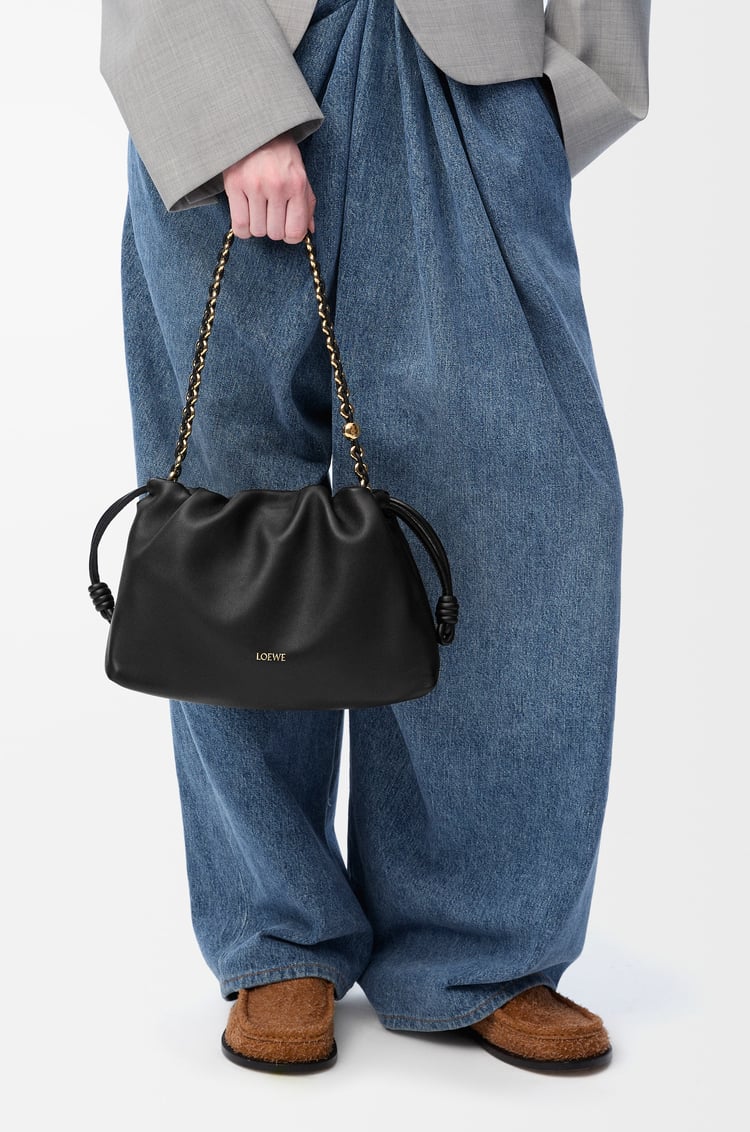 LOEWE 中号柔软纳帕羊皮革 Flamenco Purse 手袋 黑色