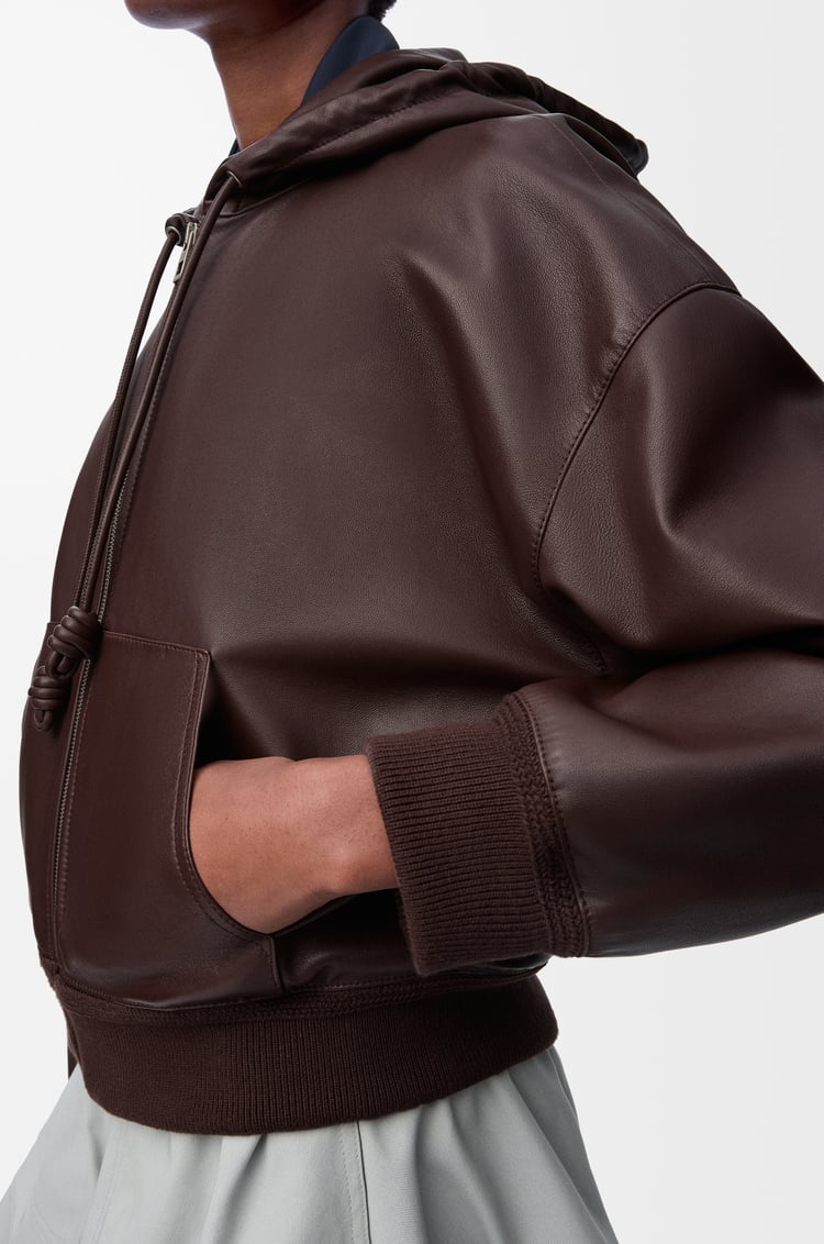 LOEWE Flamenco hoodie in nappa lambskin Marrón Chocolate