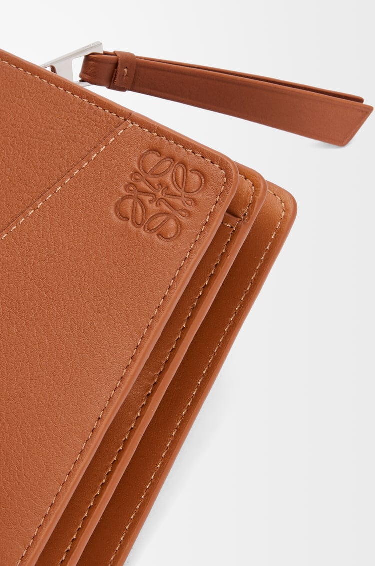 LOEWE Puzzle compact wallet in classic calfskin Tan