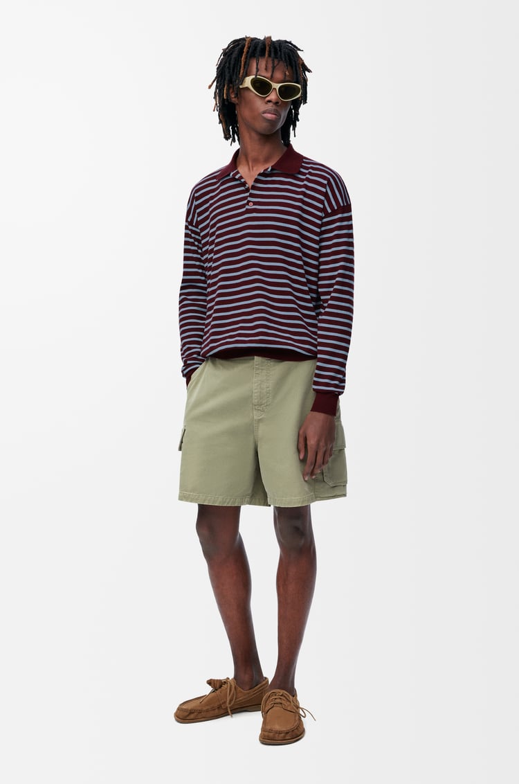 LOEWE Polo sweater in cotton Burgundy/Light Blue