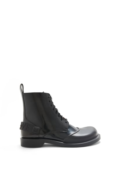 LOEWE Campo lace-up bootie in brushed calfskin and rubber Black