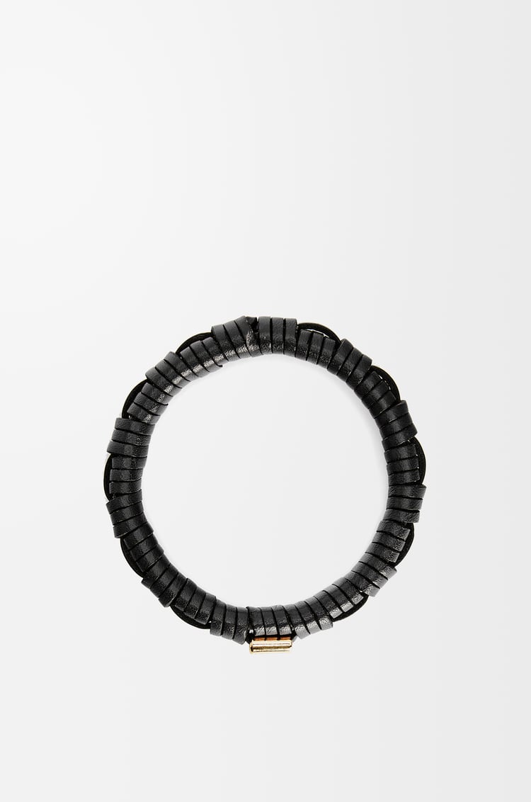 LOEWE Woven bangle in brass and classic calfskin Black