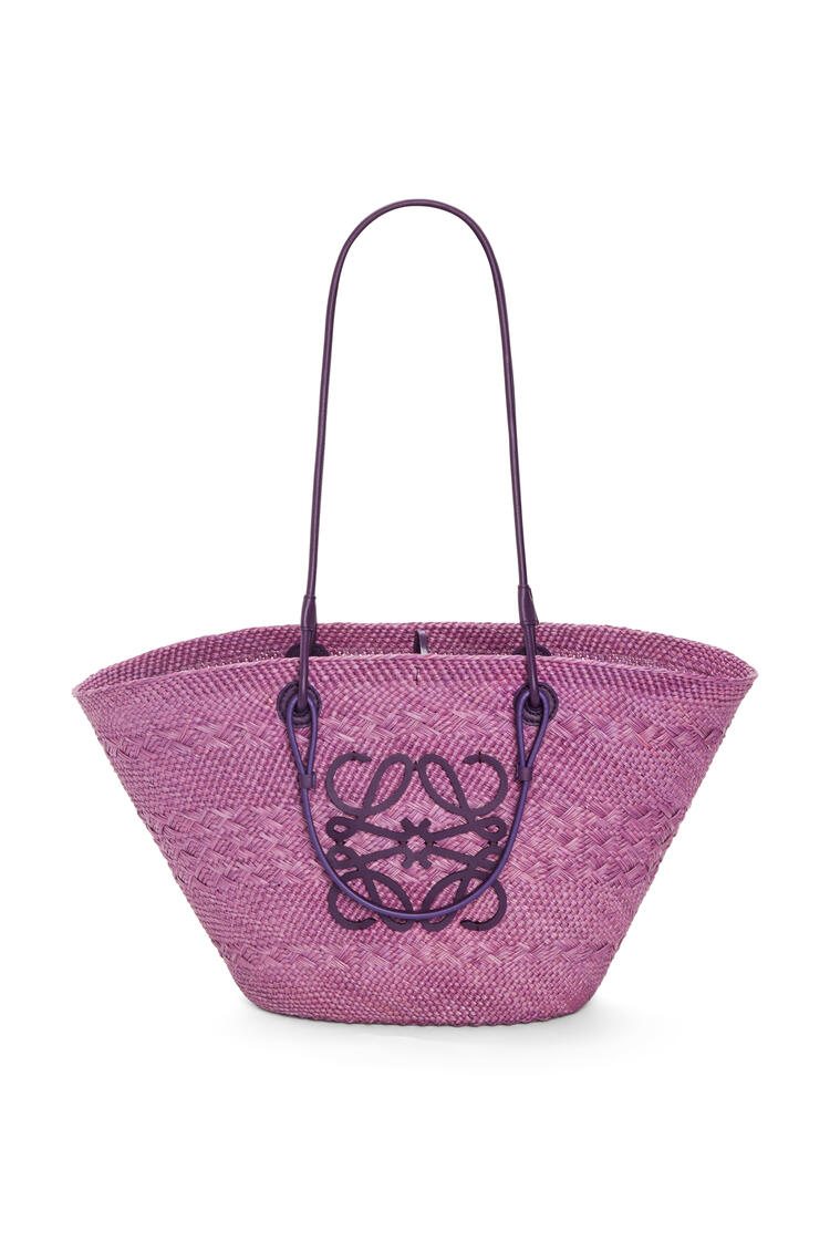 LOEWE Anagram Basket bag in iraca palm and calfskin Purple
