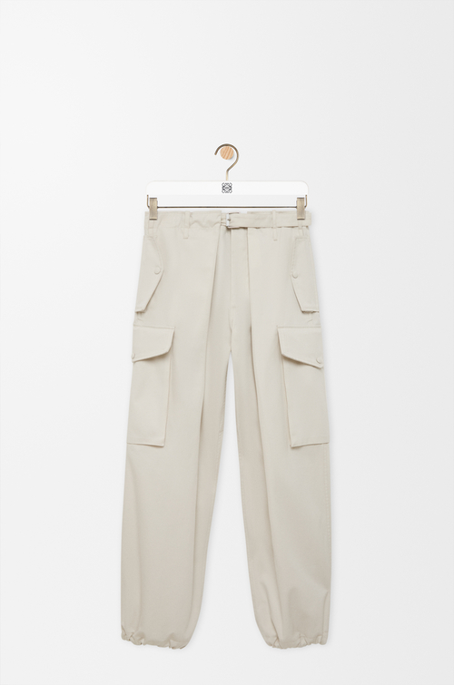 LOEWE Cargo trousers in cotton and silk Ivory