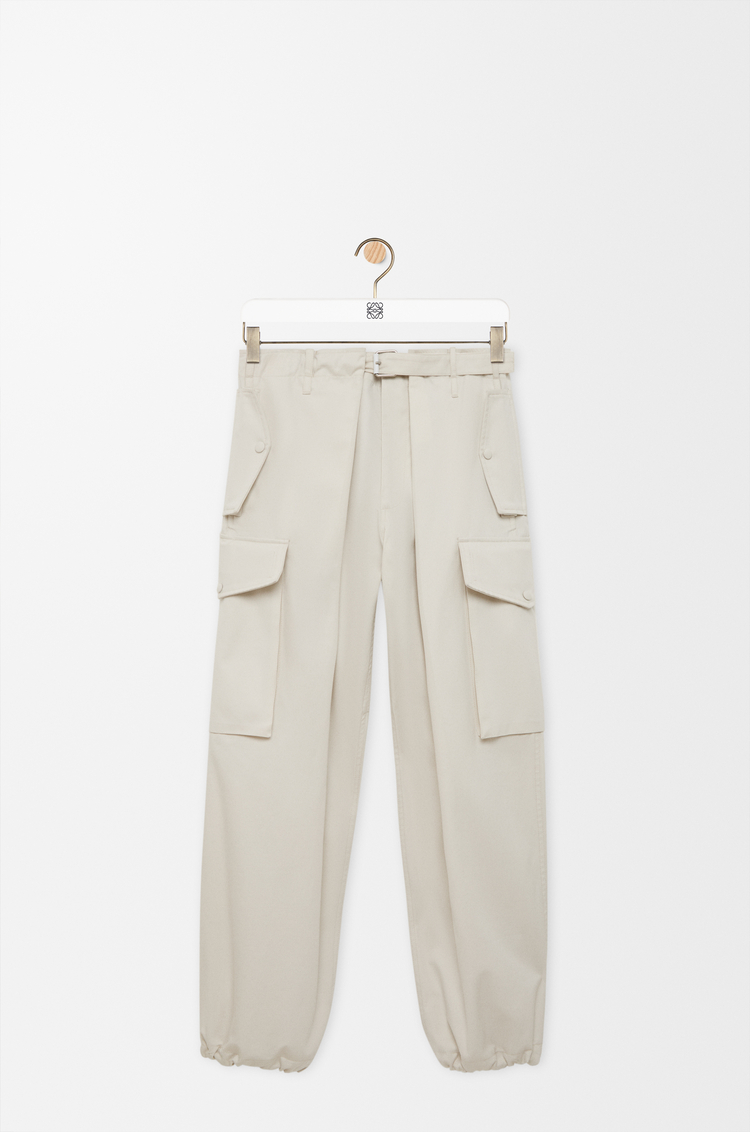 LOEWE Cargo trousers in cotton and silk Ivory