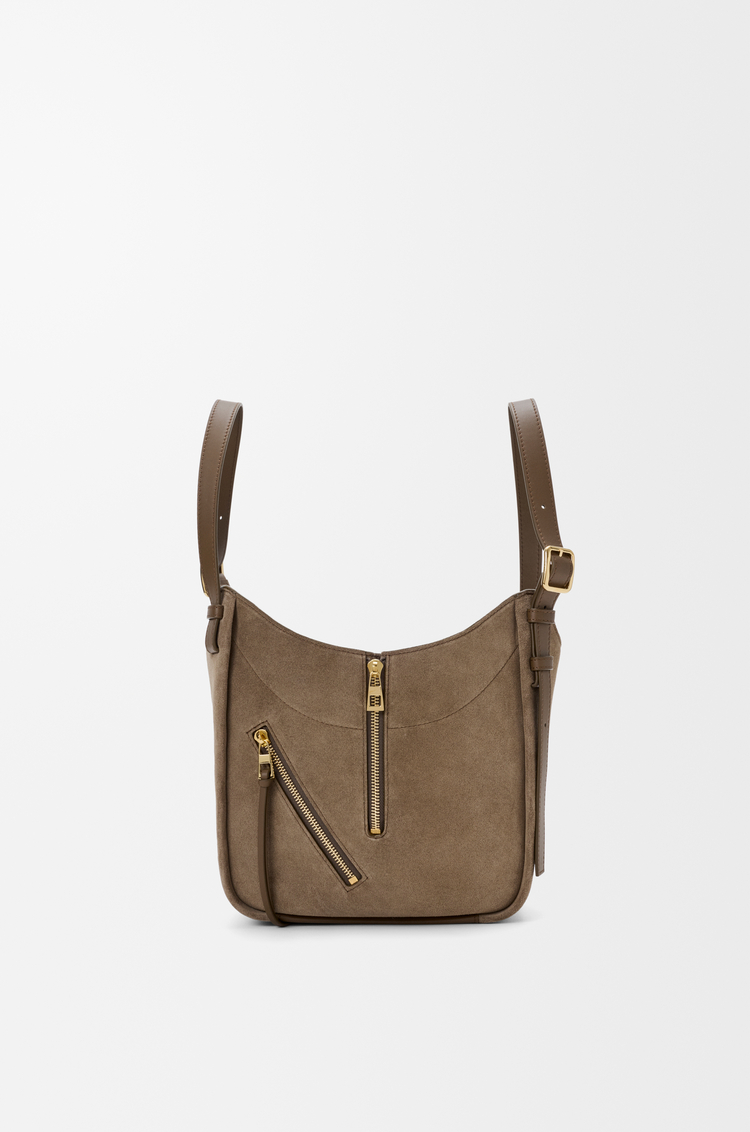 LOEWE Hammock Flip bag in suede Brownish Green