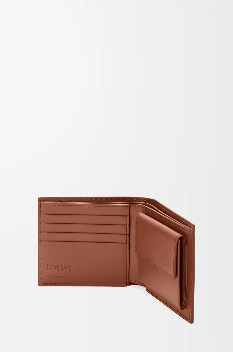 LOEWE 經典小牛皮 Puzzle 雙摺硬幣皮夾 布朗尼色