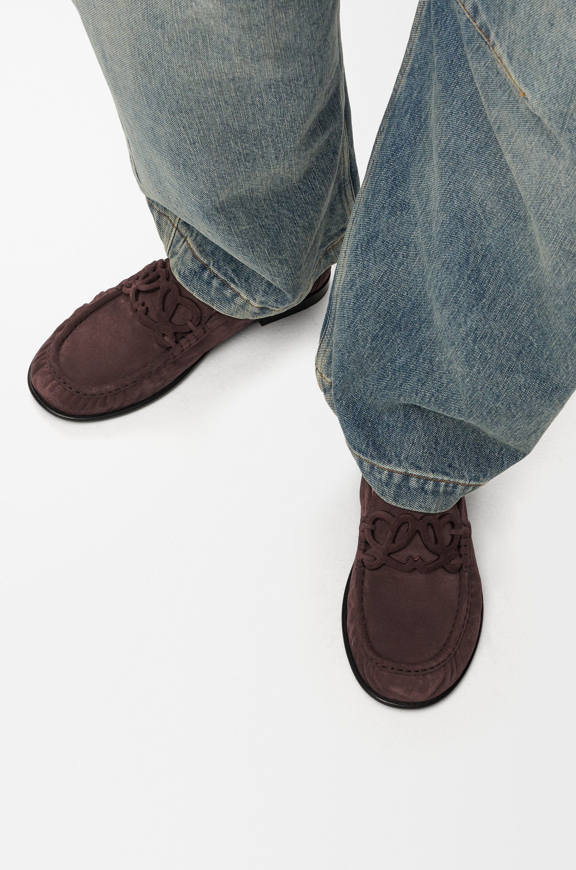 Double L loafer in suede calfskin Brown - LOEWE International
