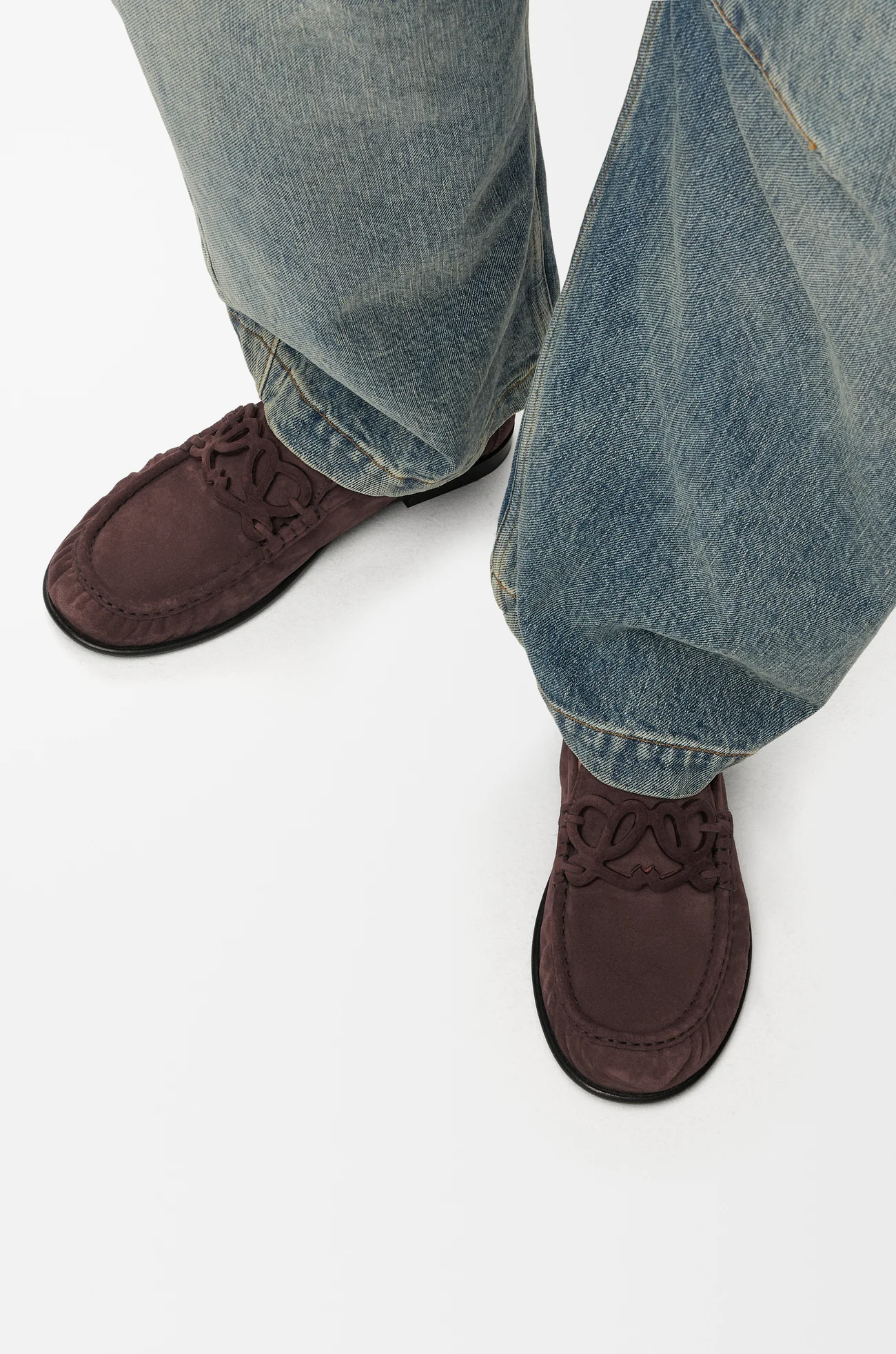 LOEWE Double L loafer in suede calfskin Dark Chocolate