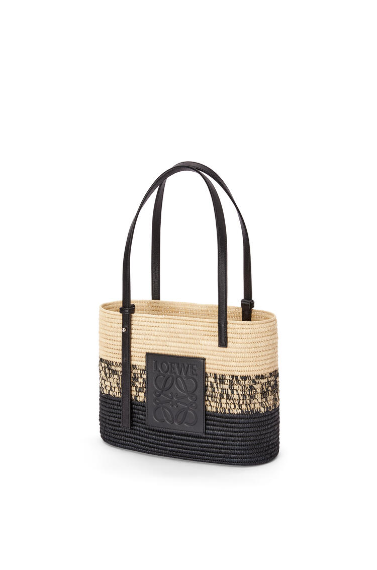 LOEWE Square Basket bag in degrade raffia and calfskin Natural/Black
