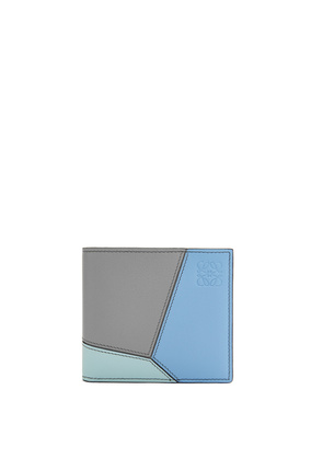 LOEWE Puzzle bifold wallet in classic calfskin Asphalt Grey/Olympic Blue