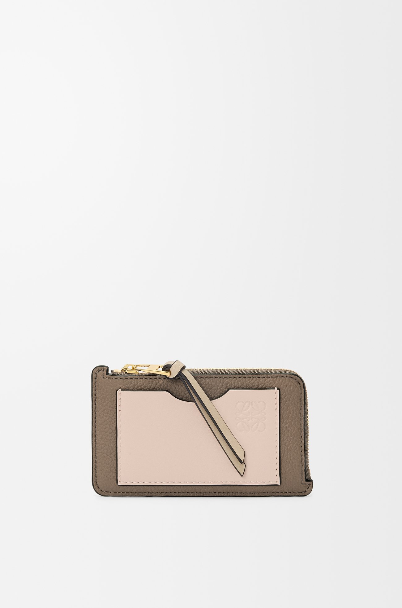 LOEWE Coin cardholder in soft grained calfskin Taupe/Talc