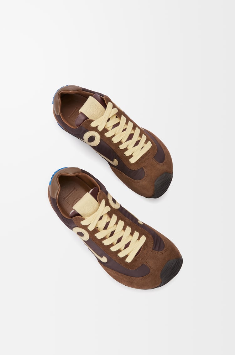 LOEWE Ballet Runner 2.0 in nylon and calfskin Brown/Yellow/Blue