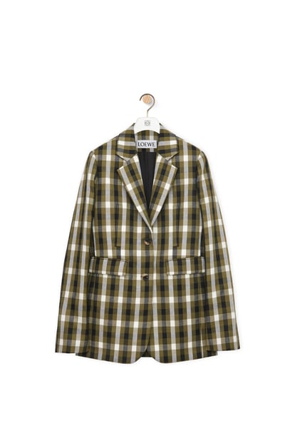LOEWE Jacket in wool and linen Khaki Greeen/Black/White