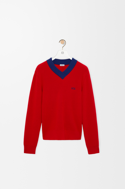 LOEWE Jersey en algodón y lana Rojo/Azul