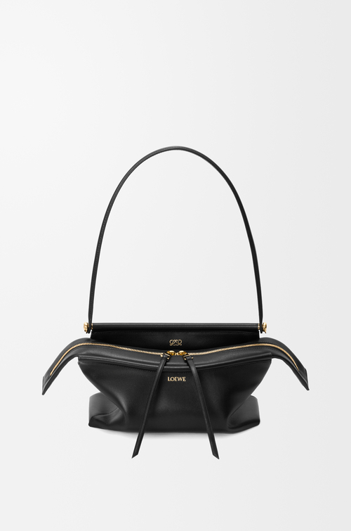 LOEWE Borsa Whisker piccola in pelle di vitello smaltata Nero