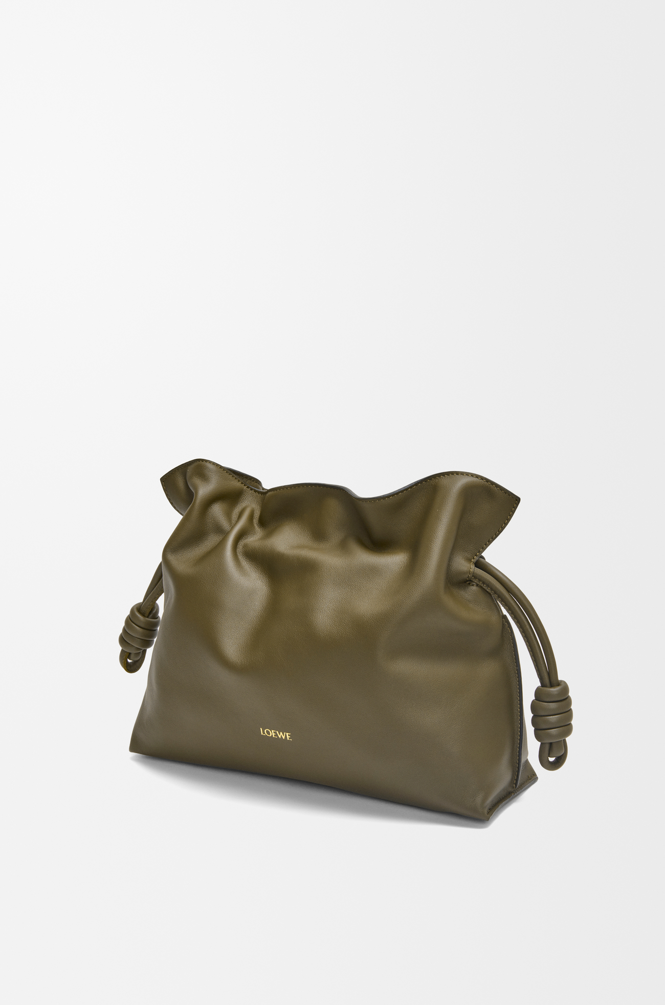 LOEWE 中号纳帕牛皮革 Flamenco 手拿包 深卡其绿