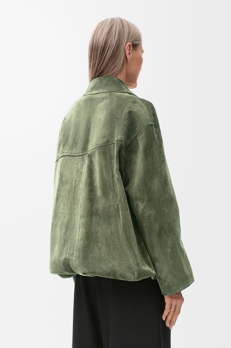 LOEWE Draped top in suede calfskin Khaki Green