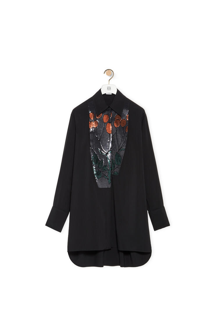 LOEWE Embroidered shirt dress in wool Black pdp_rd