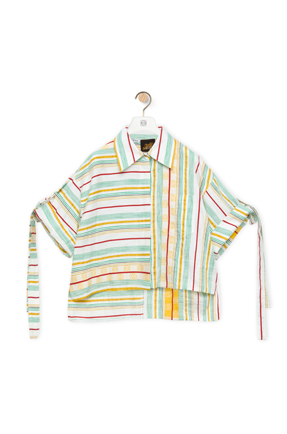 LOEWE Striped workwear shirt in cotton, linen and silk Green/Red/Yellow