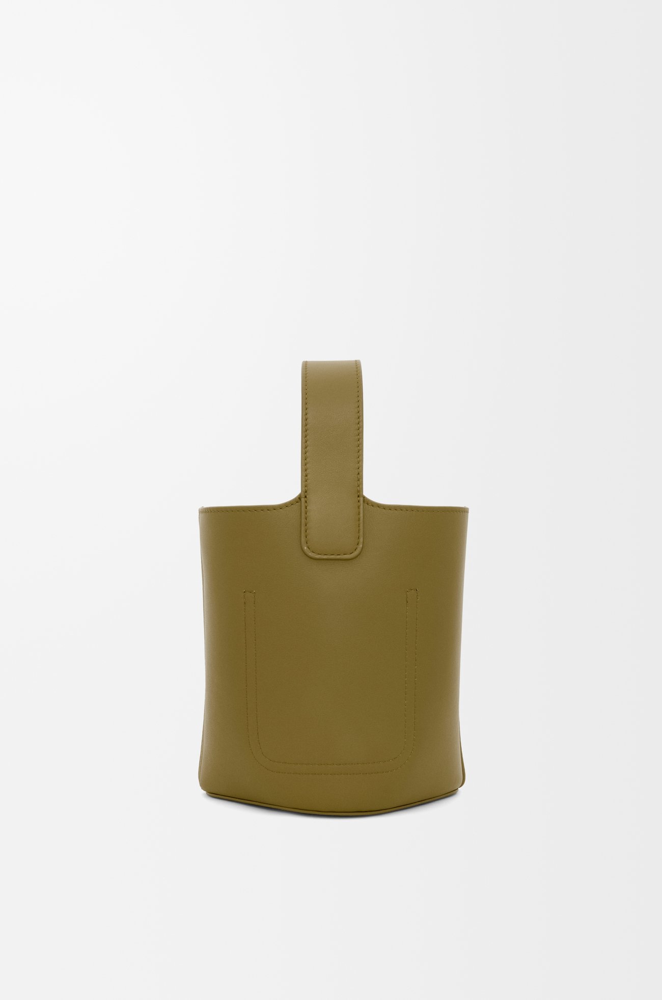 LOEWE 迷你平滑小牛皮 Pebble 水桶包 橄欖色