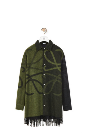 LOEWE Anagram blanket overshirt in wool and cashmere Black/Khaki Green plp_rd