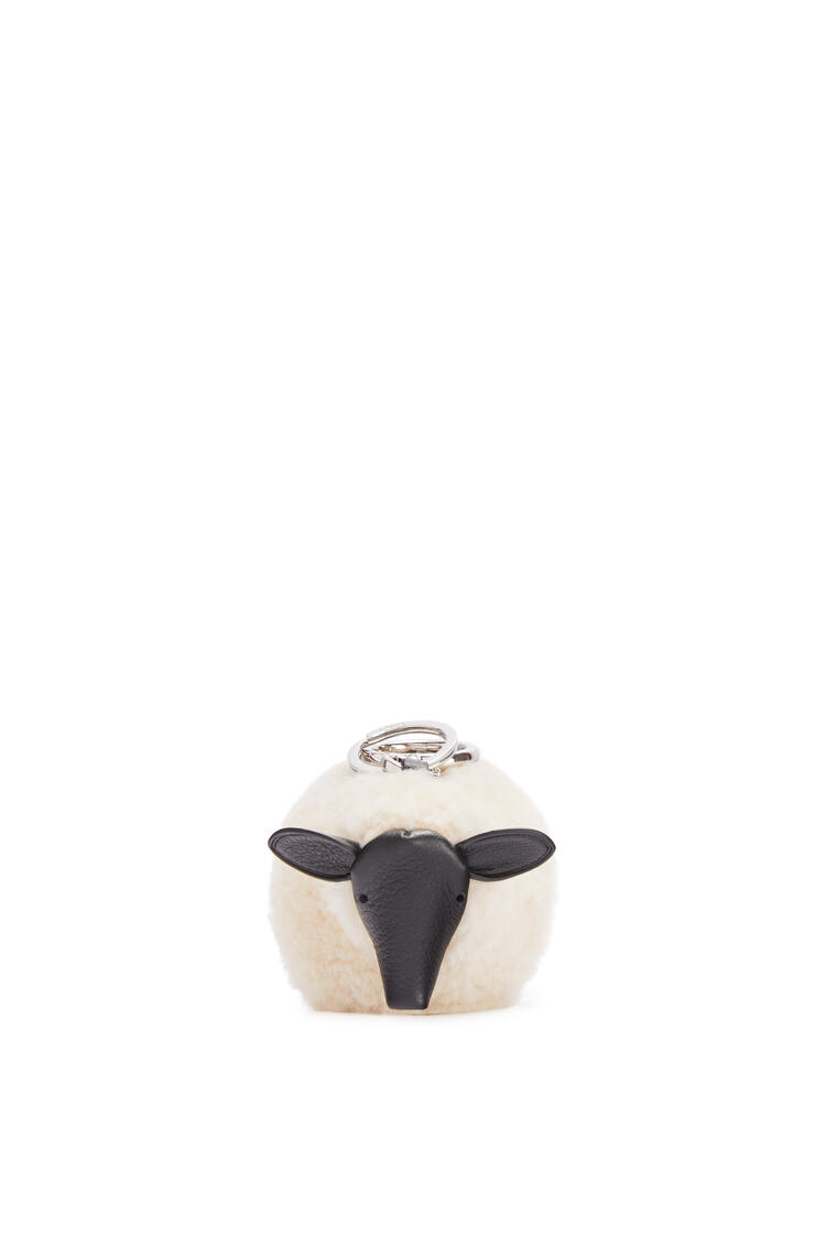 LOEWE Sheep charm in shearling and calfskin Soft White/Black