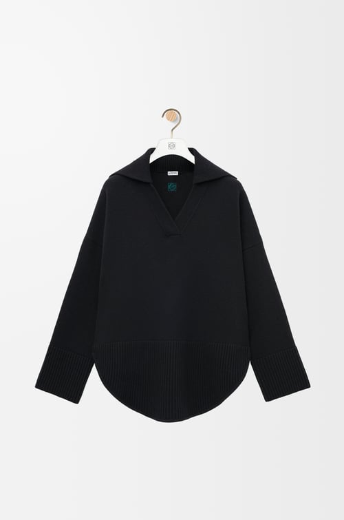 LOEWE 羊毛 Polo 套頭衫 黑色