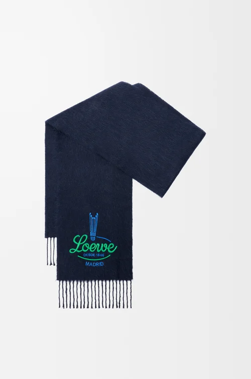 LOEWE Bufanda en alpaca Azul Marino Oscuro
