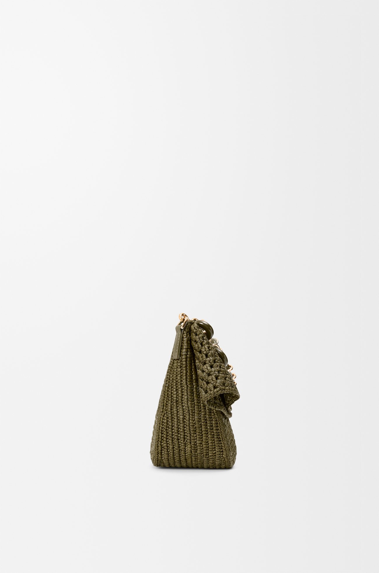 LOEWE Medium Ola bag in raffia and calfskin Dark Khaki