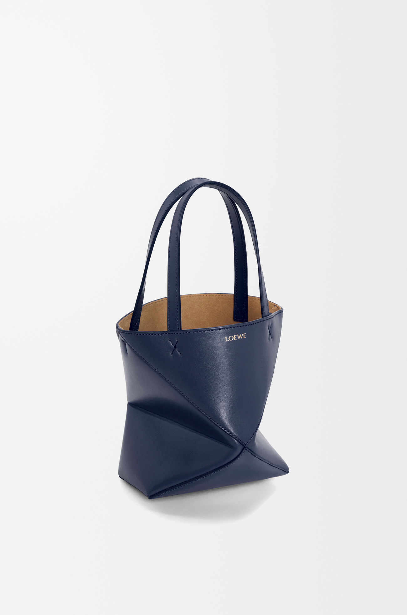 LOEWE Bolso Puzzle Fold tote mini en piel de ternera Azul Abismo