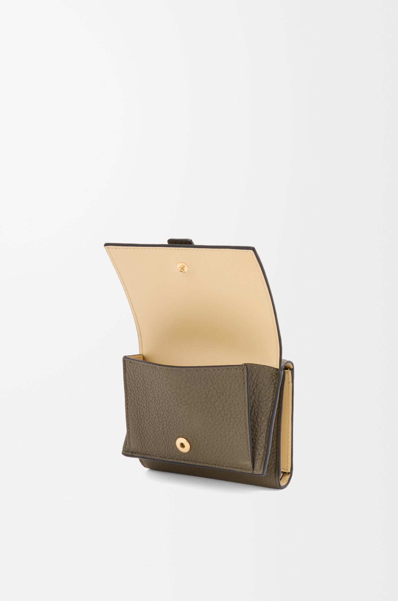 LOEWE Trifold wallet in soft grained calfskin Dark Khaki Green/Ginger