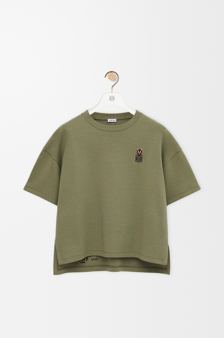 LOEWE Camiseta de corte regular en mezcla de algodón Verde Caqui