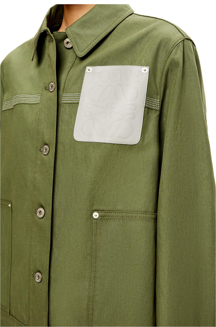 LOEWE Workwear jacket in cotton and linen Salamander Green pdp_rd