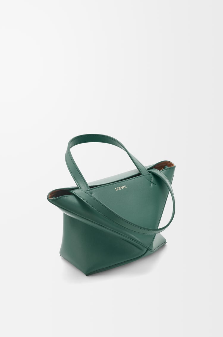 LOEWE Mini Puzzle Fold tote in shiny calfskin Vetiver