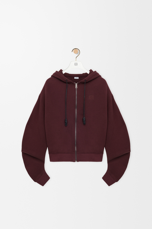 LOEWE Flamenco hoodie in cotton and cashmere Dark Burgundy