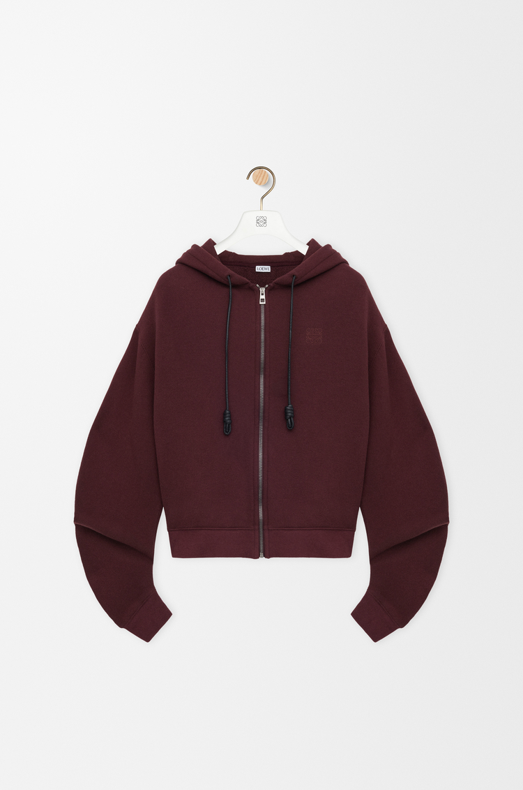LOEWE Flamenco hoodie in cotton and cashmere Dark Burgundy