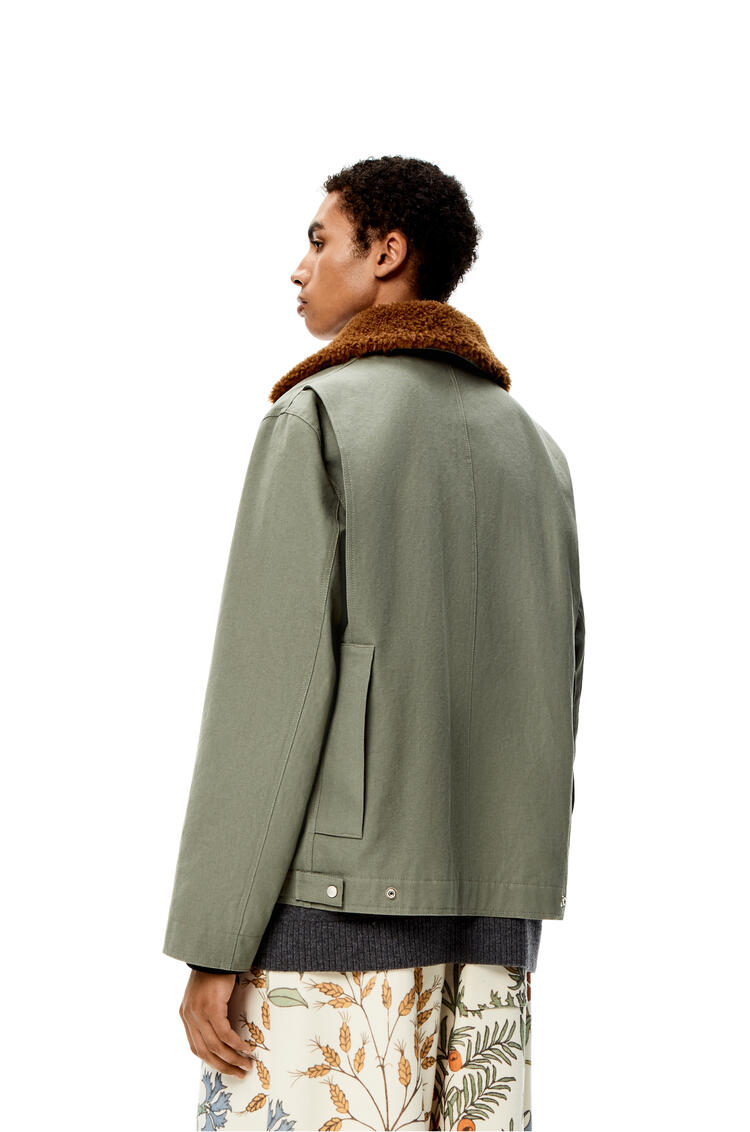 LOEWE Shearling collar jacket in cotton Old Military Green pdp_rd