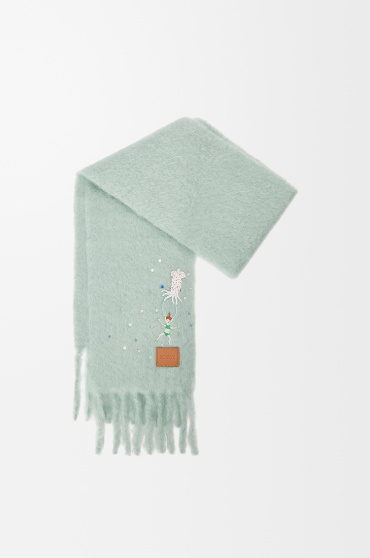 LOEWE Squid scarf in mohair and wool blend Water