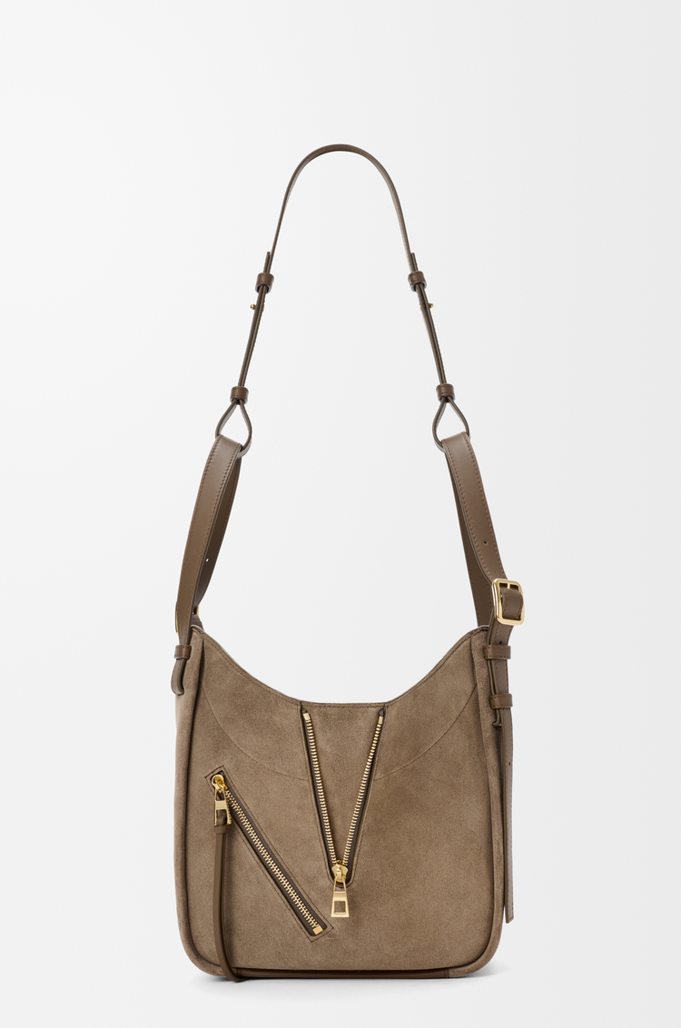 LOEWE Hammock Flip bag in suede Brownish Green