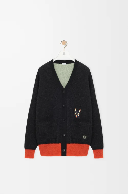 LOEWE Cardigan aus Mohairmischung Schwarz/Orange
