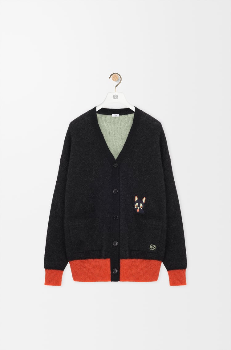 LOEWE Cardigan aus Mohairmischung Schwarz/Orange