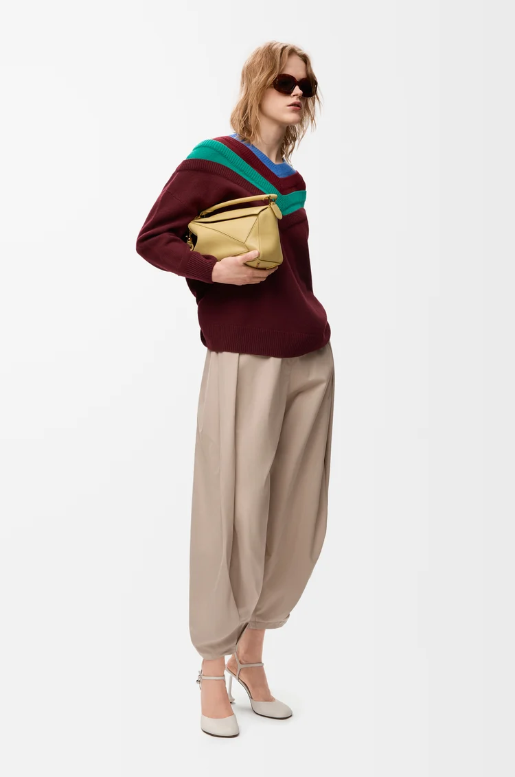 LOEWE Drapierte Hose aus Baumwolle und Seide Beige