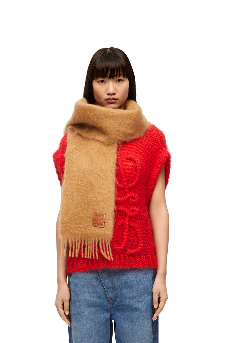 LOEWE Scarf in wool and cashmere Camel