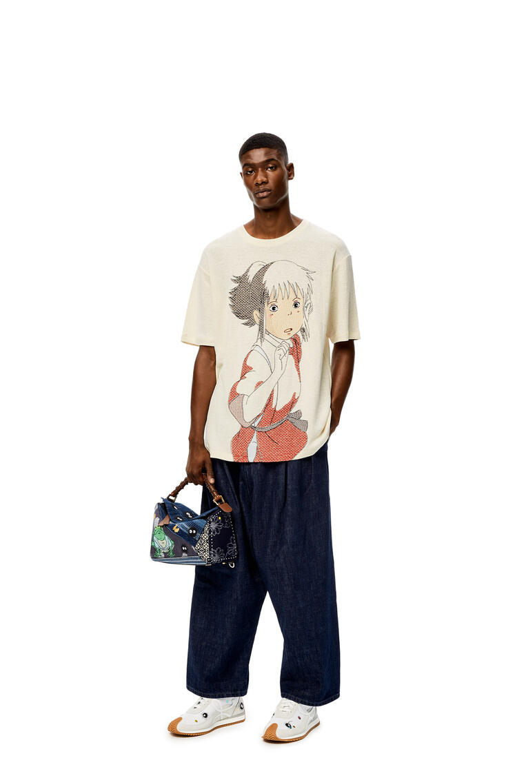 LOEWE Camiseta oversize con Chihiro bordado en cáñamo y algodón Ecru/Multicolor pdp_rd