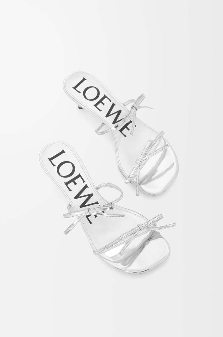 LOEWE Petal sandal in metallic calfskin Silver