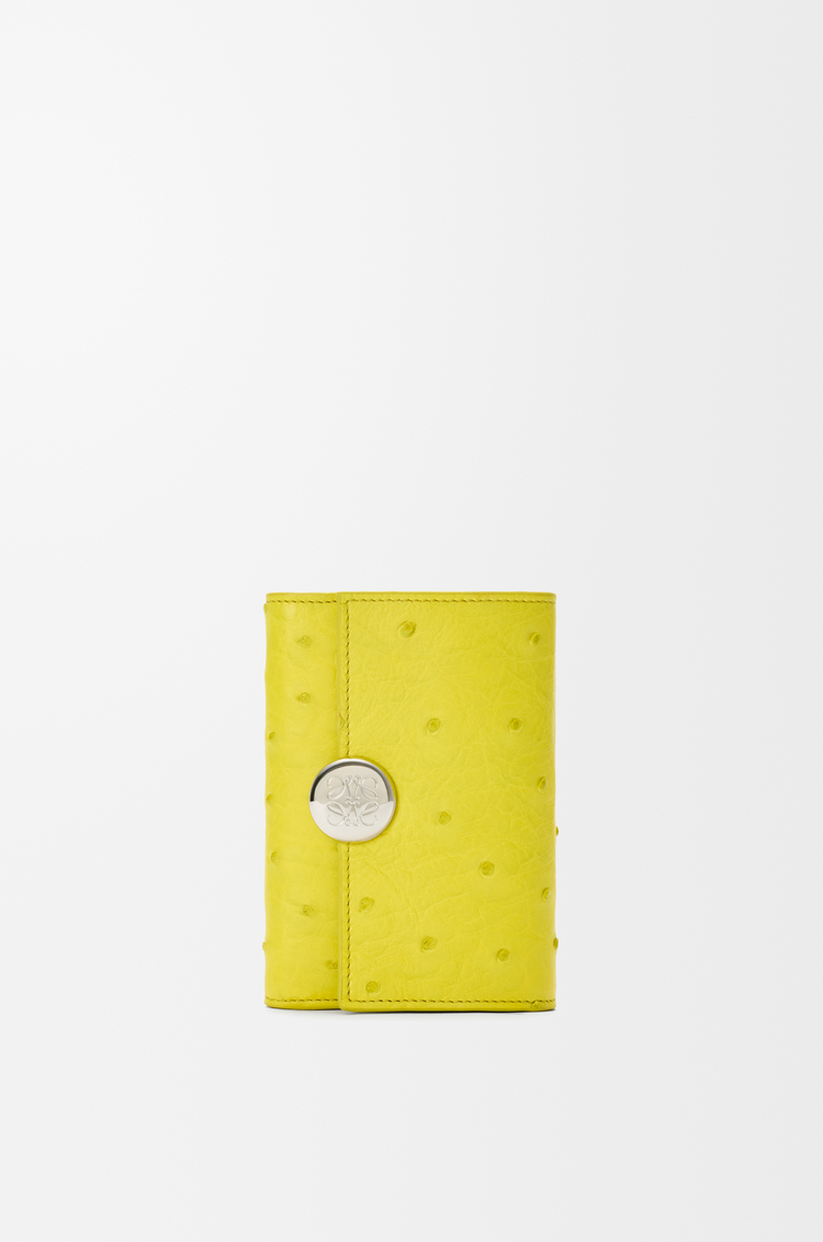LOEWE Pebble small vertical wallet in ostrich Lemon